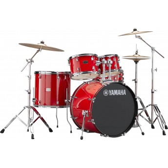 YAMAHA – RYDEEN 5 PIECE DRUM KIT IN EURO SIZES WITH HARDWARE & CYMBALS – HOT RED